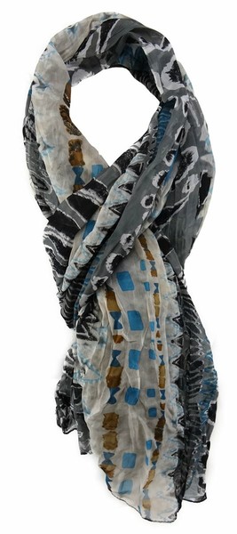Gecrashter Tigertie Chiffon Schal Grau Schwarz TüRkis Gemustert - 180 X 100 Cm-image