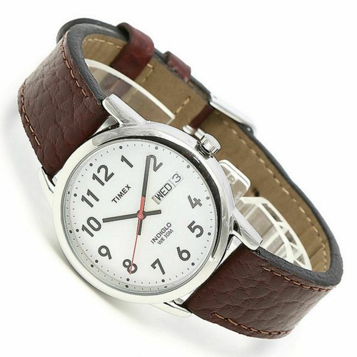 Timex T20041 Herren Lederarmband Analog Armbanduhr │ Weiß Dial │ Wr 30 M, │ 35mm - Bild 5 von 5