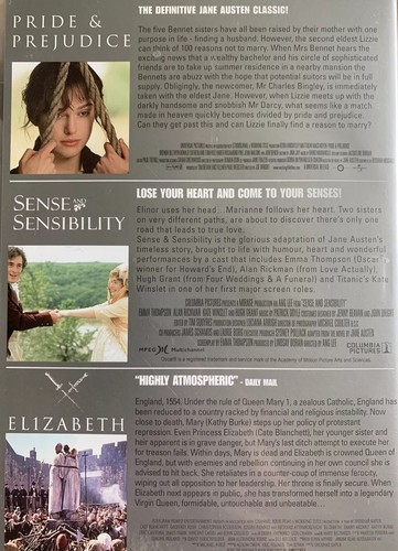 DVD: Orgullo y prejuicio + Sentido y sensibilidad + Elizabeth - Paquete triple romántico - Imagen 2 de 3