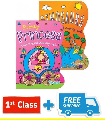 Dinosaurs And Pretty Princess Färbung Aktivität Bücher Mädchen Und Jungen Spaß - Picture 6 of 7