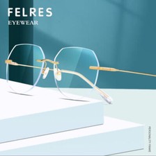 Men Women Rimless Anti-Blue Light Optical Glasses Clear Lens Glasses Frames New