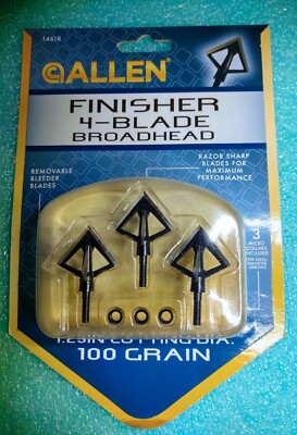 Allen Finisher 4-Blade Broadhead 1.25'' Cutting Diameter 100 Grain 14618