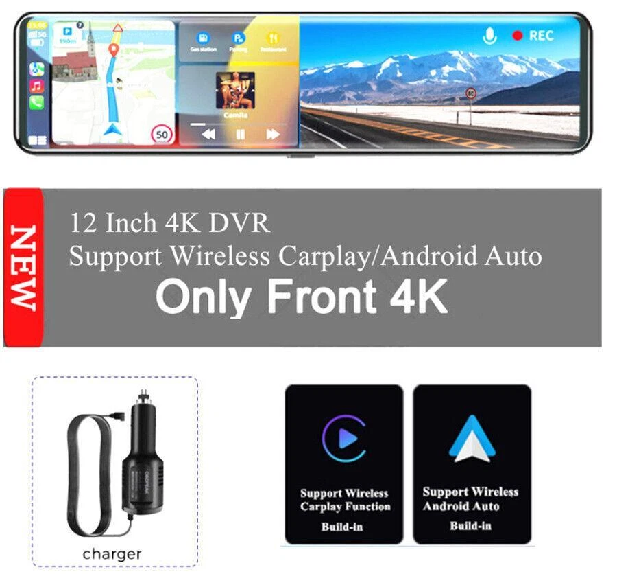 HD Pantalla Táctil Dash Cam Coche DVR Grabadora de Video Carplay Android Auto WIFI FM GPS Foto 3 de 4