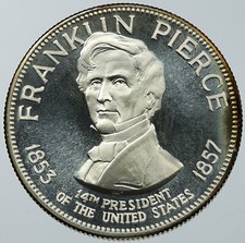 1970 USA United States PRESIDENT FRANKLIN PIERCE FM Proof Silver Medal i116611