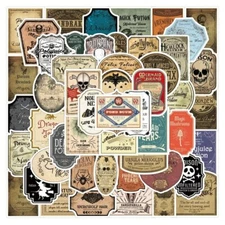 50pcs Potion Label Stickers Magic Spells Witchcraft Wizard Vinyl Decals