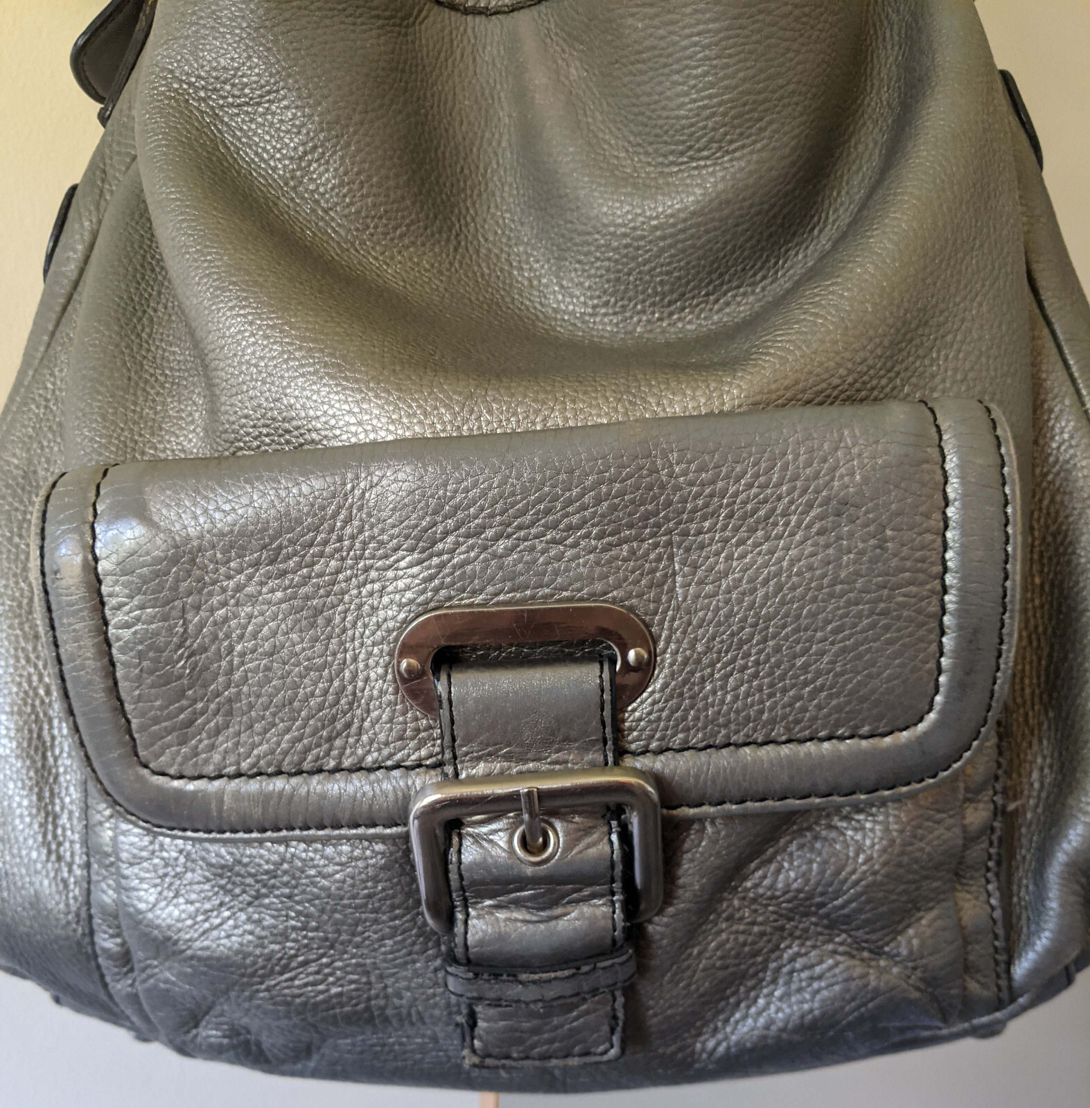 Sportscraft Large Leather Hobo Shoulder Bag Pewter Colour eBay