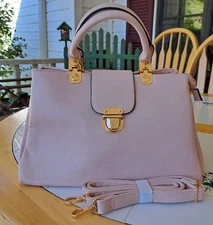Dasein Women Pink Satchel Handbags Top Handle Strap Medium Vegan Leather Purse