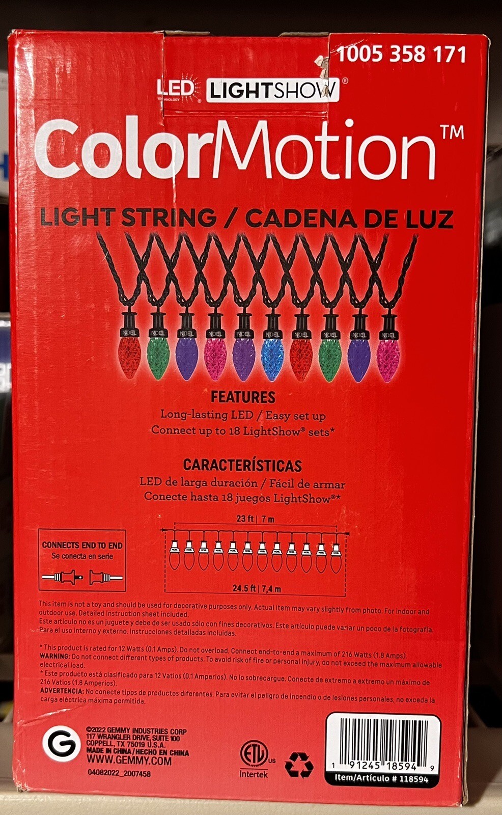 Gemmy Lightshow ColorMotion MultiColor LED C9 Christmas Lights 24 BNIB