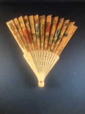Vintage Plastic Folding Hand Fan Multicolored.