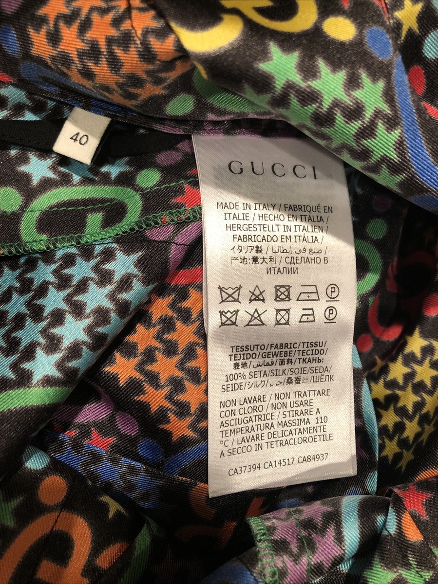 100% Authentic GUCCI Rainbow GG Stars Printed Silk Skirt