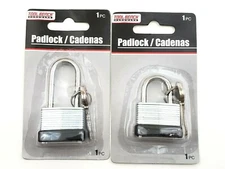Lot of 2 Tool Bench Hardware Small Padlocks With Two Keys Short & Long Shackle