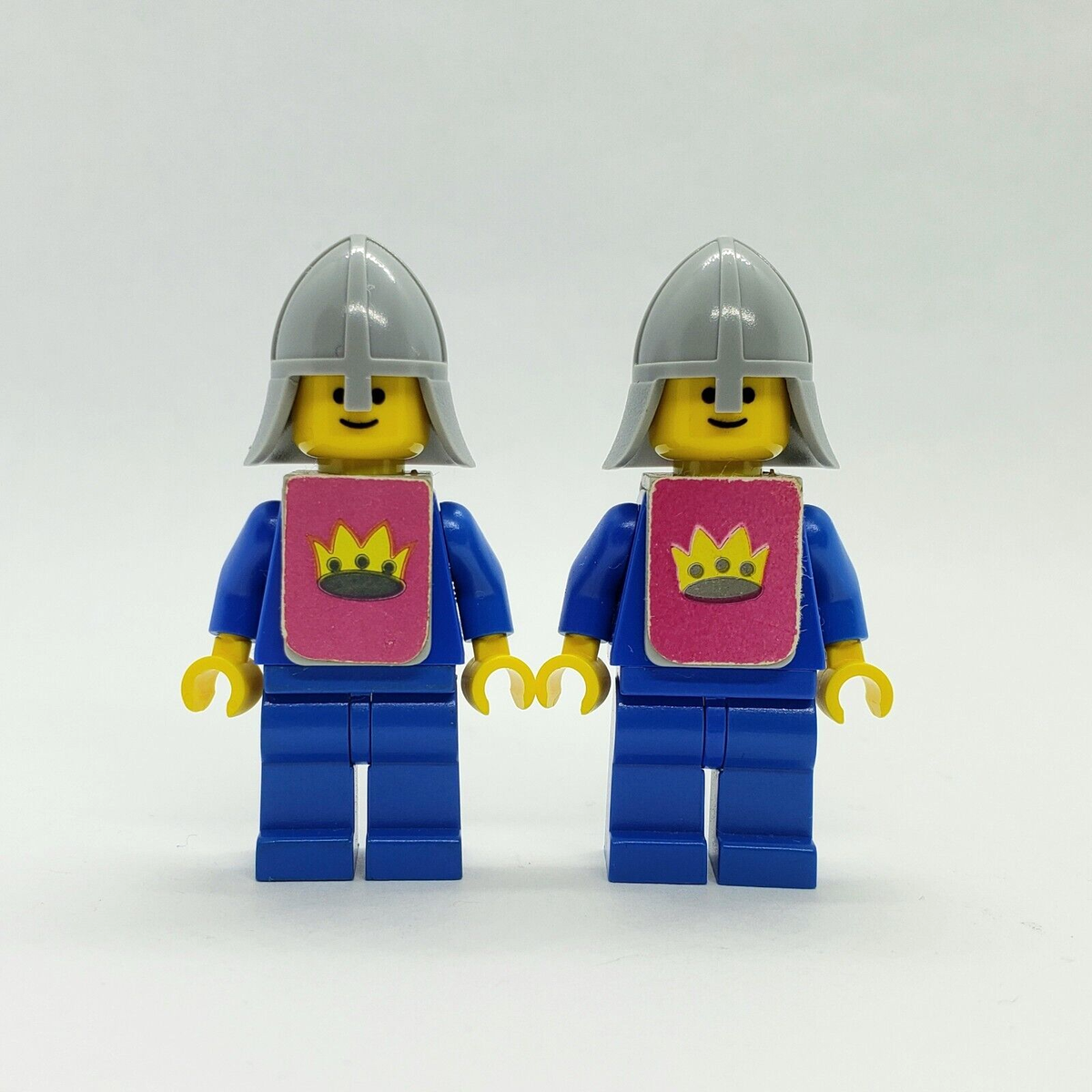 (2) Lego Classic Yellow Castle Knight Minifigure Lot Crown Sticker Vest 375  6075