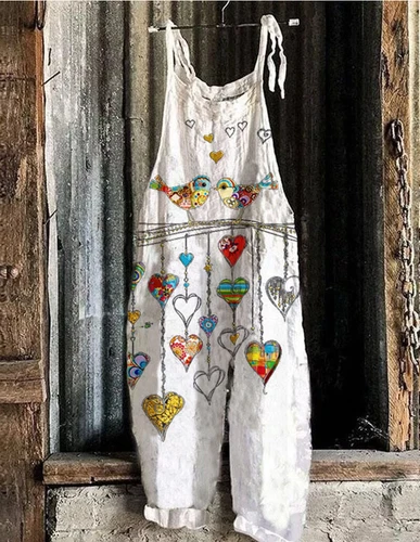 Mono holgado boho de mujer talla grande mono verano retro peto pantalones harén DE - Imagen 19 de 73
