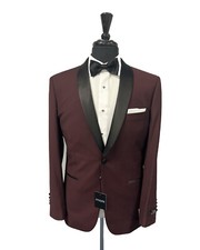 Men's Burgundy Jacket with Black Shawl Lapel with Matching Pants