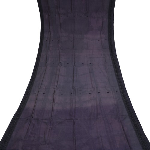 Saris vintage grises y negros 100 % seda pura tejido sari 5YD tela artesanal - Imagen 2 de 7