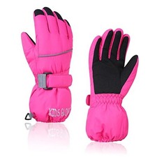 Kids Waterproof Warm Winter Ski Gloves for Small fits 3-6 years Solid Rose