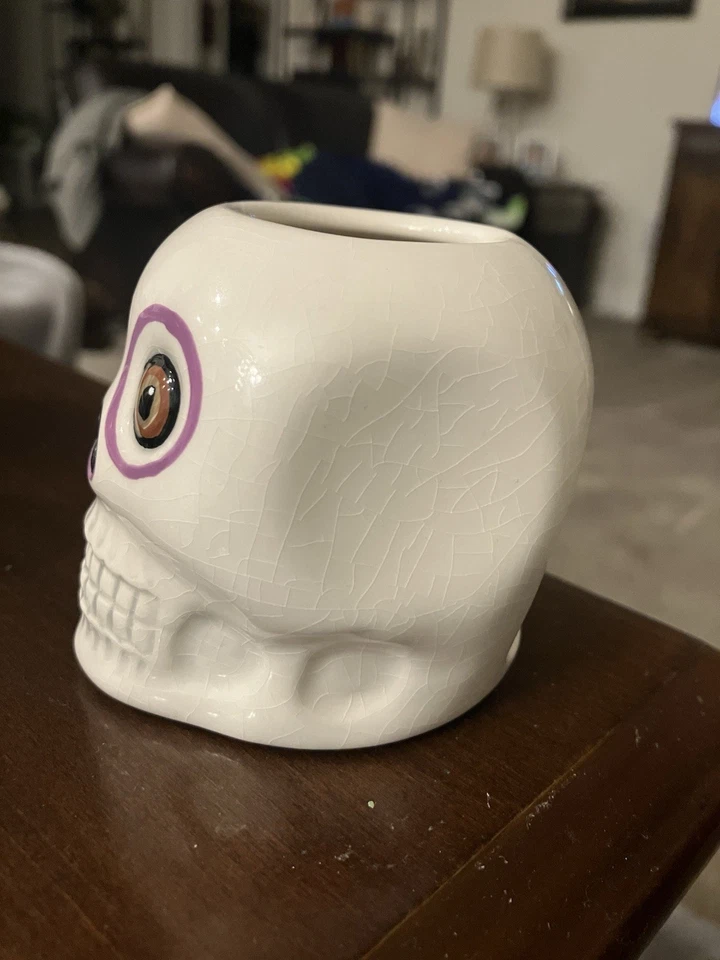 Halloween Vintage 2005 Ceramic Skull Votive Or Tea Light Candle Holder - Image 4 of 4