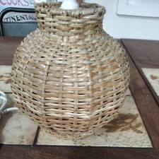 Vintage Mini Tischlampe Ikea Natur Rattan Optik Korbgeflecht rund