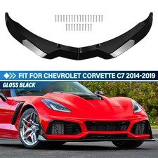 Gloss Black Front Bumper Lip Splitter Spoiler For 2014 -2019 Corvette C7 Stage 2