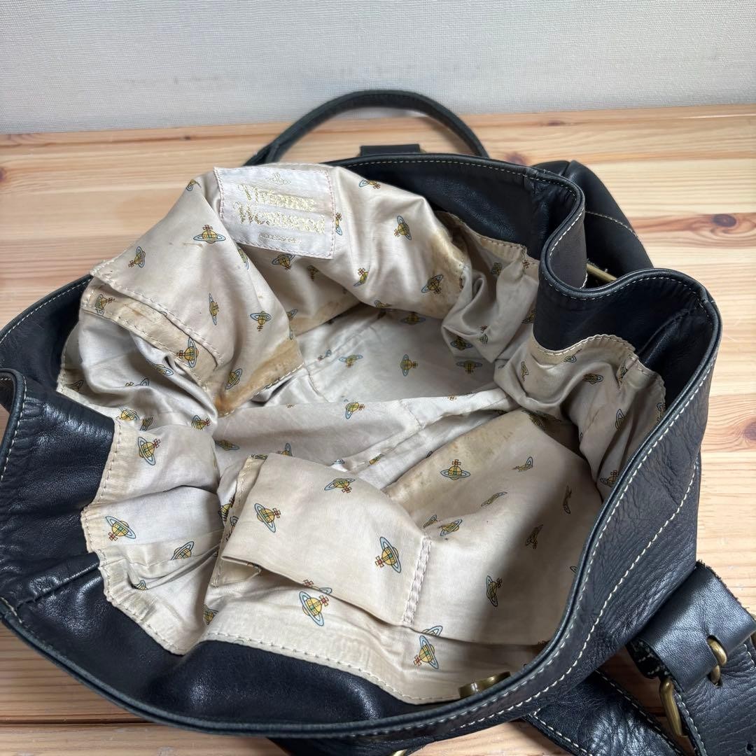 VIVIENNE WESTWOOD Accord Orb Tote Bag Y2K Black Leath… - Gem