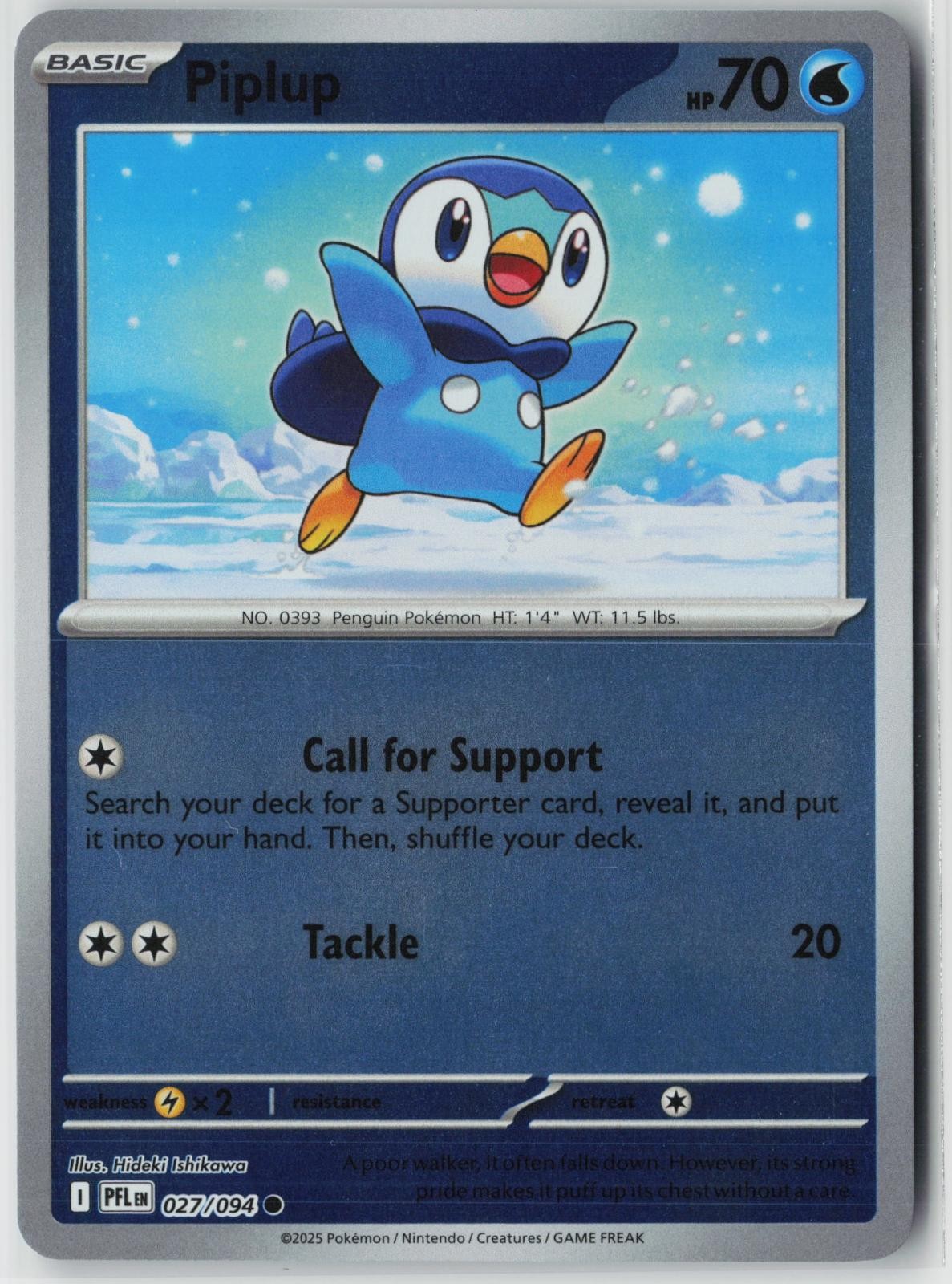 PIPLUP 027/094 COMMON PHANTASMAL FLAMES POKEMON REVERSE HOLO NM