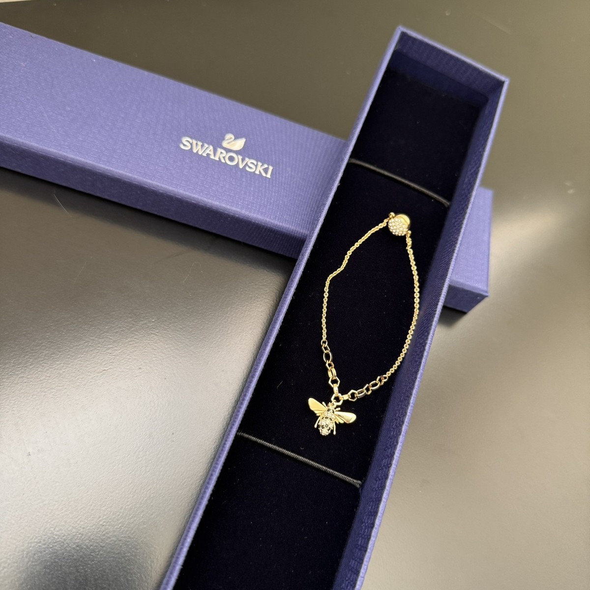 Swarovski Strand Bee Bracelet 5380077 Gold Tone Magnetic Crystal