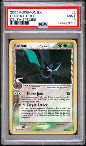 2005 POKEMON EX DELTA SPECIES #2 CROBAT-HOLO PSA 9