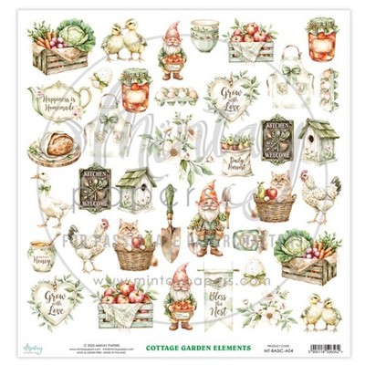 Mintay Basic - Elements - COTTAGE GARDEN 12 x 12 Paper for Cutting Out Gnomes