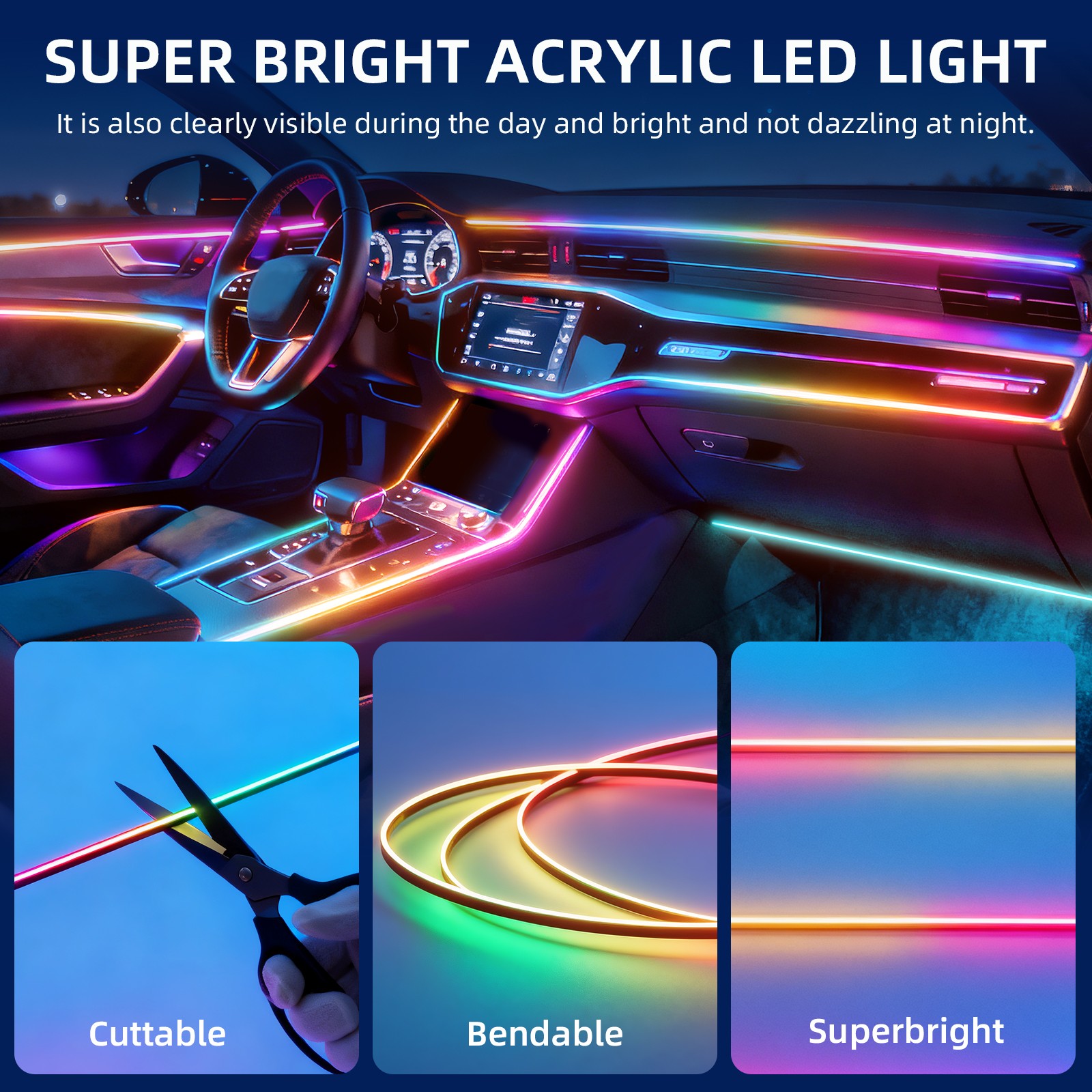 10 in1 Acrylic Strip LED RGB Interior Ambient Lights For Bentley Continental GT