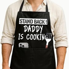 Funny Black Grill Apron with Pockets for Man,Dad,Husband,Father in Law,Chef