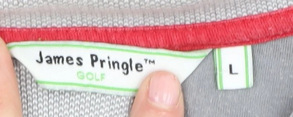 Camisa polo masculina listrada vermelha James Pringle, tamanho G - Imagem 4 de 4