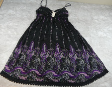 Derek Heart Dress Women XL Black Y2K Midi Sundress Boho Lace Trim Baby Doll
