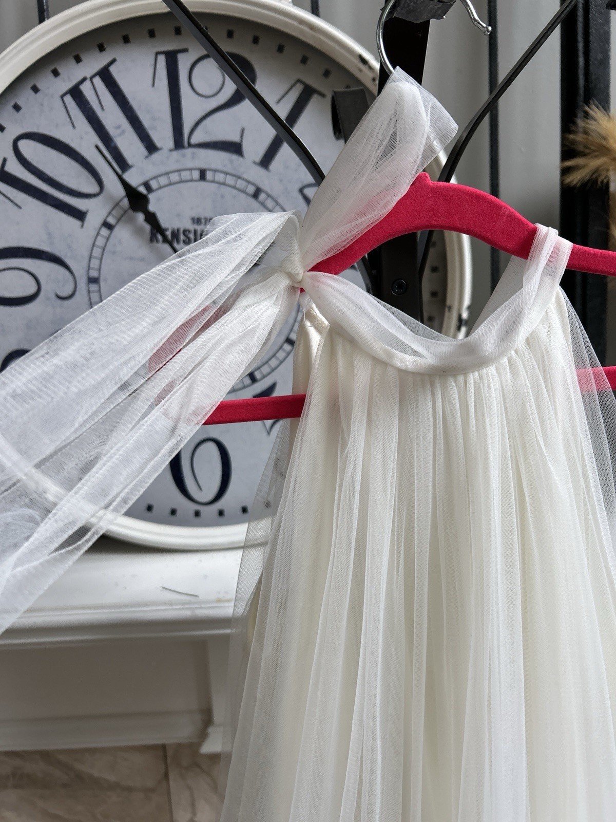 PORCA girls petticoat tulle ruffle pompon dress - bright white - size 8