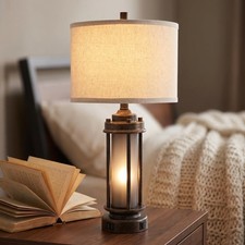 25" Farmhouse Lamps for Living Room with 2 USB C A Ports