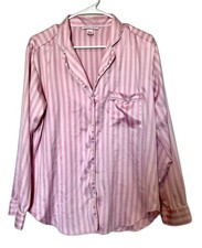 Victoria's Secret Button Pajama Top Sz M Pink Sleep Shirt Logo