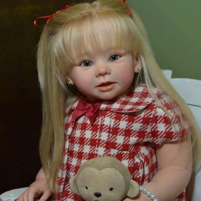 28'' Reborn Baby Doll Finished Toddler Girl Rooted Long Hair Cloth Body Kids Toys