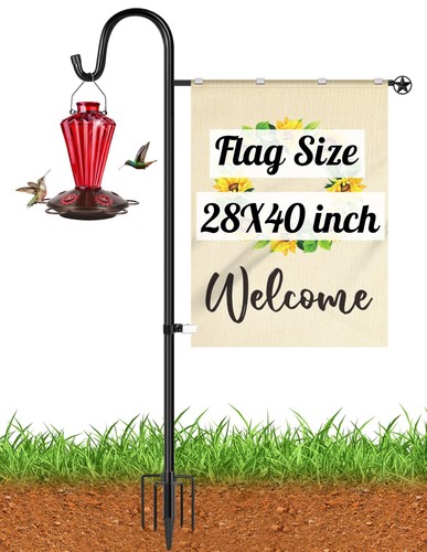 Upgraded Garden Flag Holder Stand with Shepherd Hook for 28'' x 40'' Flags 60...
