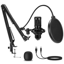 Condenser Microphone,Professional USB Microphone Plug  Play PC Computer Micr...