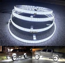 【】JHB (4) 17.5 Pure WHITE QUAD ROW LED Switch Remote Strobe Wheel Rim Lights Set