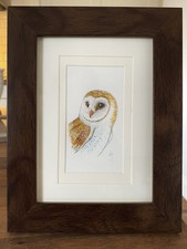 ORIGINAL (Not A print!) Framed Painting Barn Owl by Lisa EVANS