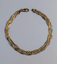Vintage Italian 9ct, 9K GOLD 7" long Triple Flat Link BRACELET
