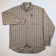 Vintage Y2K Levi's Red Tab Men's 100 Cotton Plaid Button-Down Shirt Beige Large