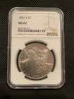1881–S U.S. MORGAN SILVER DOLLAR - MS 62 - NGC GRADED!
