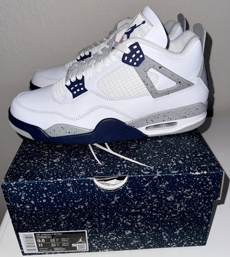 Nike Air Jordan 4 Retro Midnight Navy Größe 9,5 Cement 2022 (10080-27) Brandneu - Bild 3 von 6