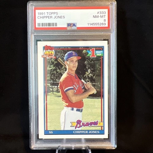 1991 TOPPS CHIPPER JONES #333 (RC). PSA GRADED NM-MT 8.