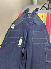 New W Tags Dickies Indigo Bib Cotton Workwear Blue Coveralls Men's Size US 44x34