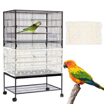 White Daisy Large Bird Cage Cover Seed Catcher Net Protector