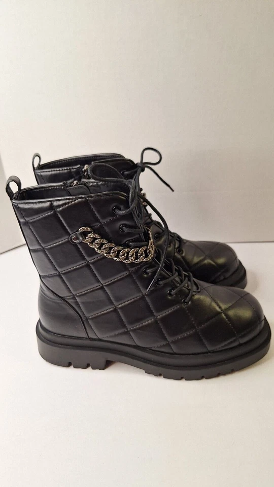 Botas de Combate CAPE ROBBIN Acolchadas con Cordones Para Mujer 10 Motociclista Grunge Gótico Punk Foto 3 de 4