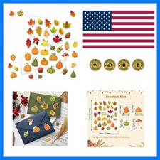 600 PCS Maple Leaves Pumpkins Stickers for Kids, Assorted Thanksgiving Fall A...