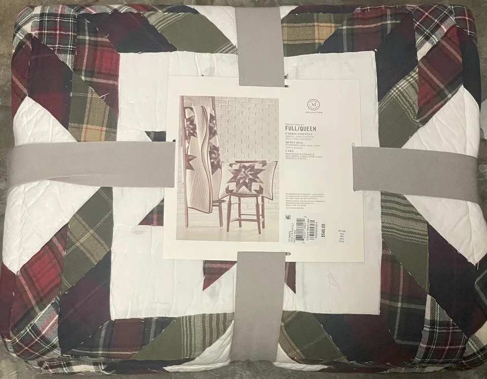 Colcha completa/reina artesanal retazos a cuadros estrella colección martha stewart Foto 3 de 3